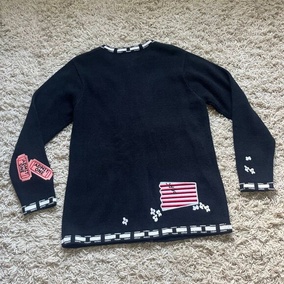 Awesome Quacker Factory Sweater S Movie, Snacks, Cardigan, Black, Embroidered - Picture 6 of 13